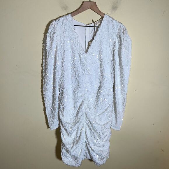 NWT ANTHROPOLOGIE Forever That Girl all sequin bridal rouched mini dress S - Picture 5 of 10